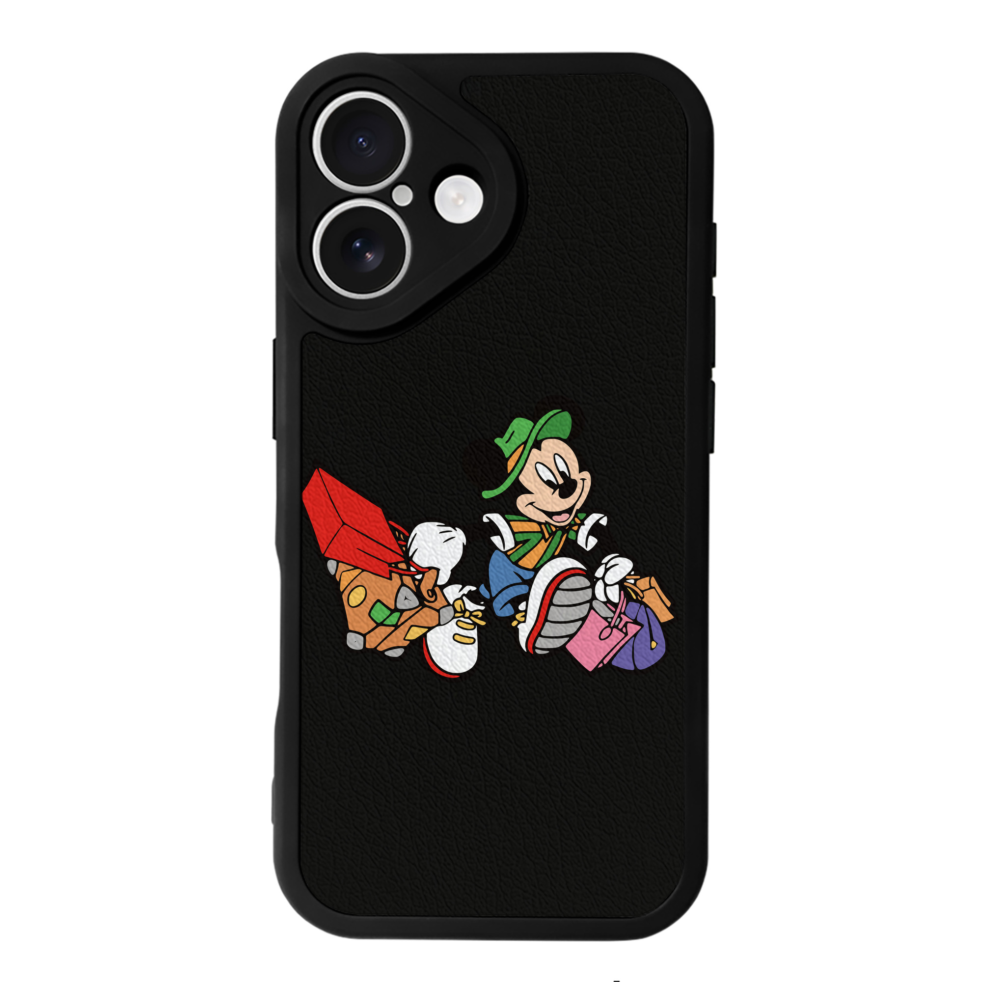 （画像用） ミッキーマウス Mickey Mouse 【iPhone 16シリーズ対応】シリコンスマホケース（レザー調） 材質：シリコン